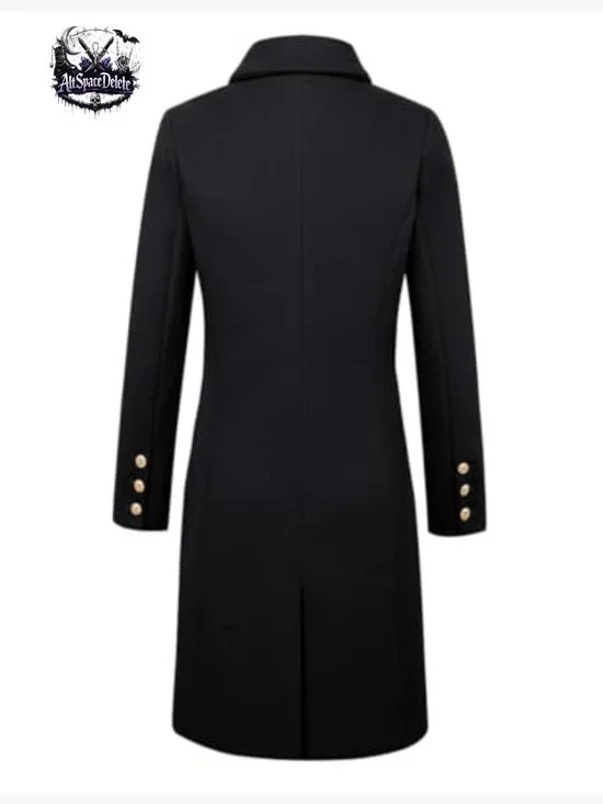 Wool Pea Coat Double Breasted Trench Midi Length Fall Winter - Picture 4 of 5